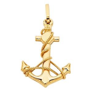 14K Yellow Gold  Anchor Pendant